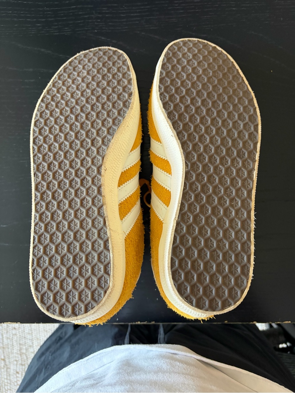 adidas Suede Gazelle Sneakers in Mustard Yellow with White Stripes - Picture 2 of 6